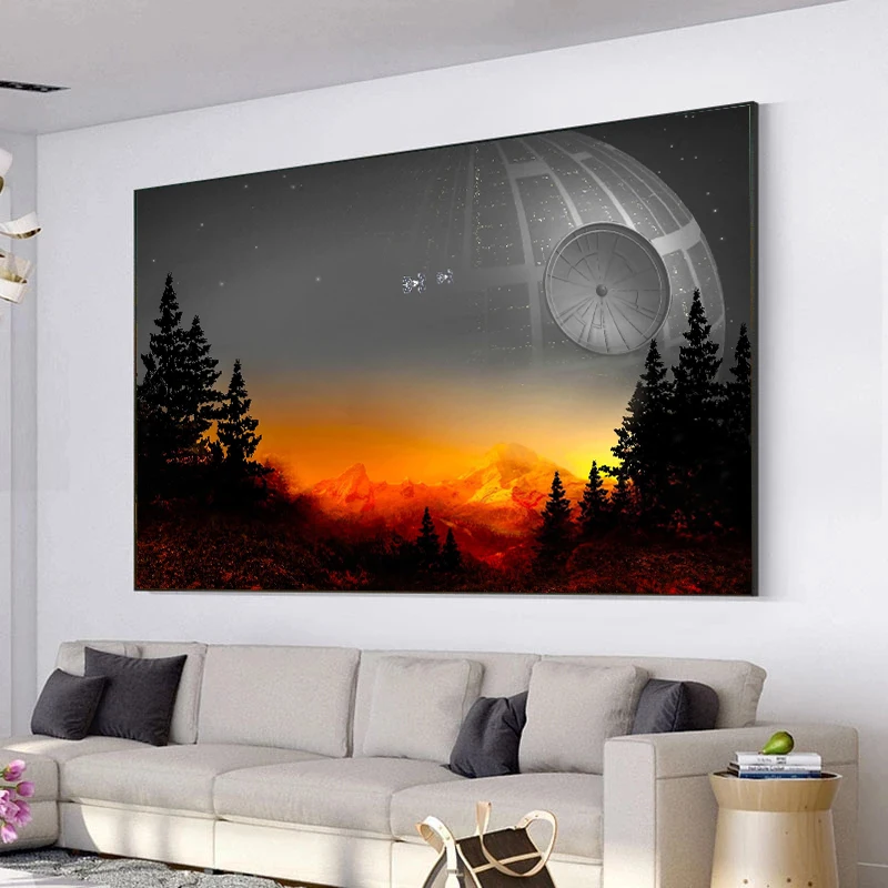Star Universe Mountains Landscape Space Poster Prints Movie Canvas Painting for Living Room Wall Art Pictures  Office Home De