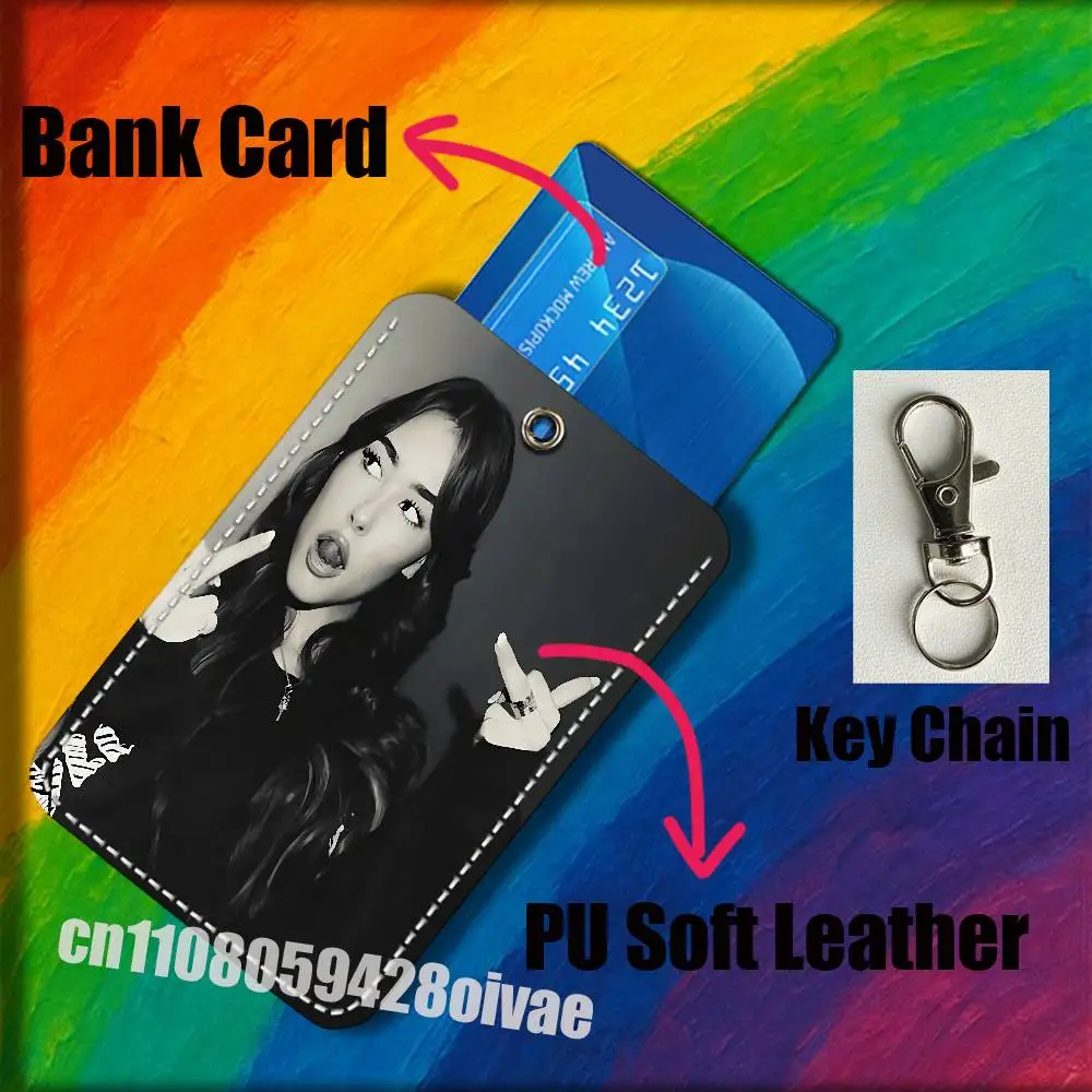 

For ID Clips Credit Bank Subway Card Holder Cover Sleeve Ornament Leather Keychain Singer M-Madison Beer KEY
