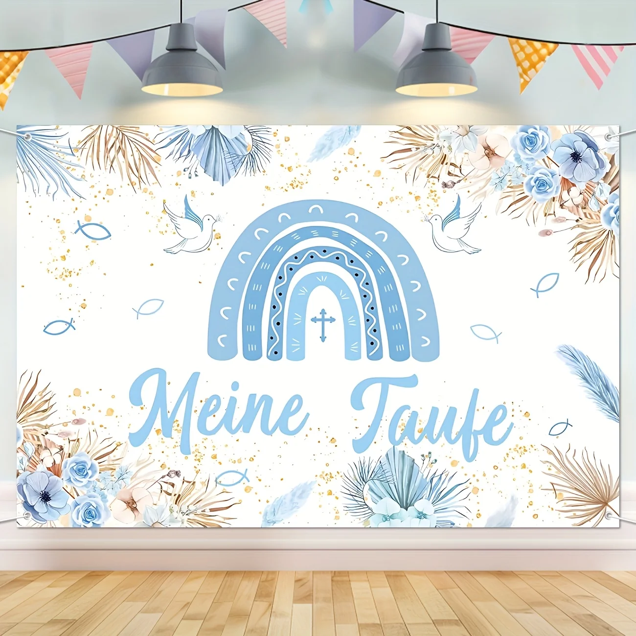 لافتة حفلات ميني تاوفي ديكو فور جينج بلاو، لافتة مينز تاوف ريجينبوجين خلفية تاوف كونفير