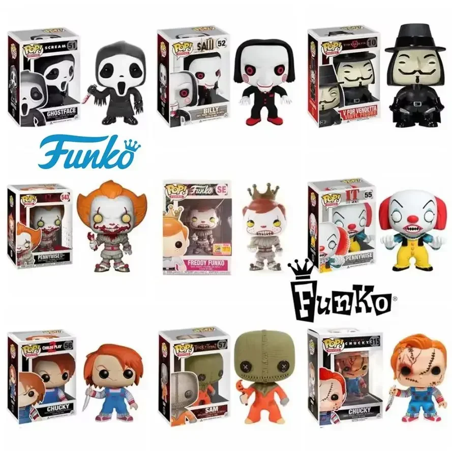 Pop Pennywise Billy Gostface V for Vendetta Trick or Treat Sam Child's Play Chucky on cart Vinyl Action Figure Collection Toys