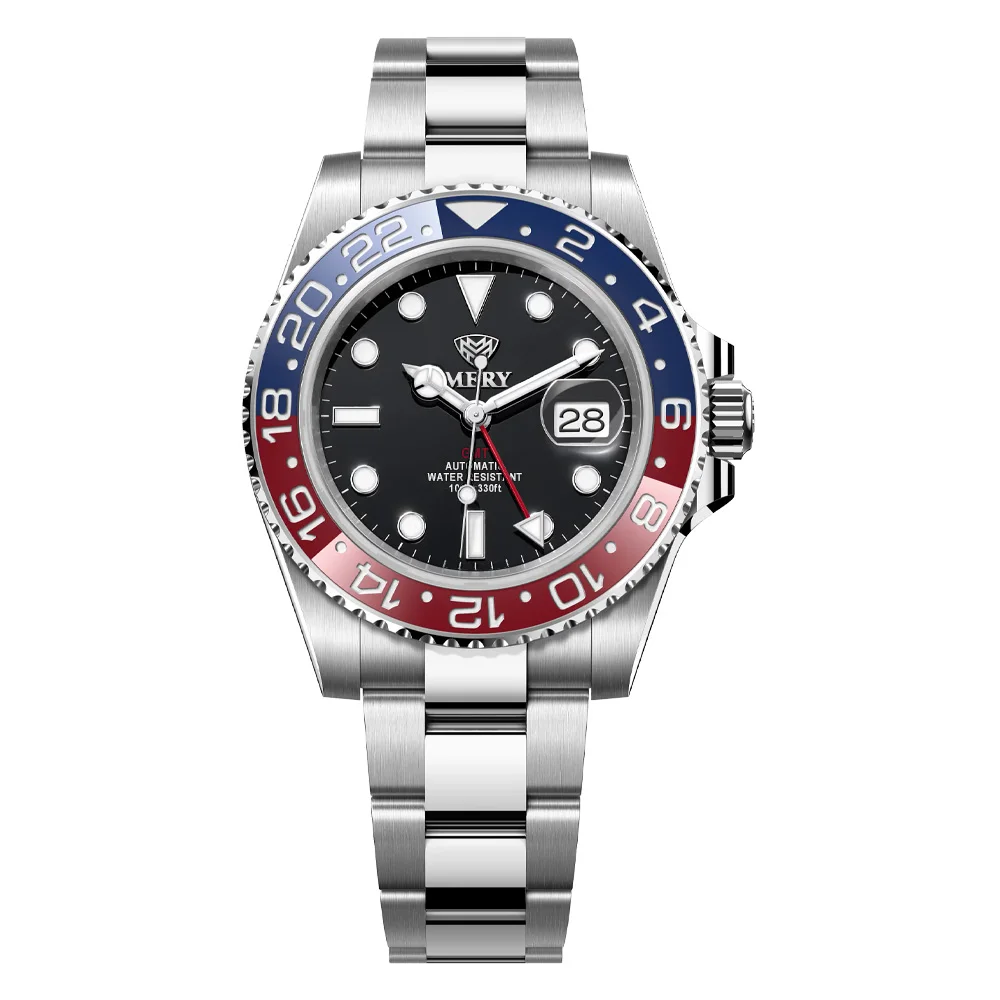 

GMT Top Luxury Men Automatic Mechanical Watch Ceramic Bezel 316L Steel Sapphire Cyclops Waterproof Luminous Sports Watch