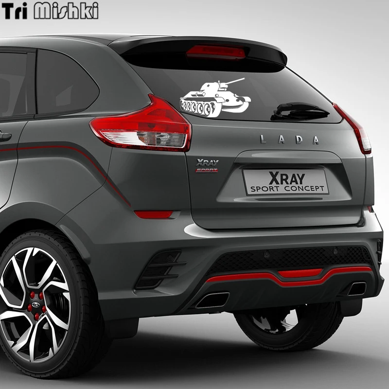 Tri Mishki HZX219 11.2*20cm 1-4 pieces funny T-34 tankist is driving car stickers auto car sticker