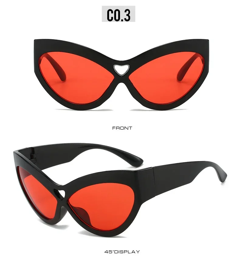 Mode Y2K Cat Eye Sonnenbrille Frauen Retro Große Schmetterling Form Hohl Brillen Shades UV400 Trend Breite Beine Männer Gläser – Detail 11