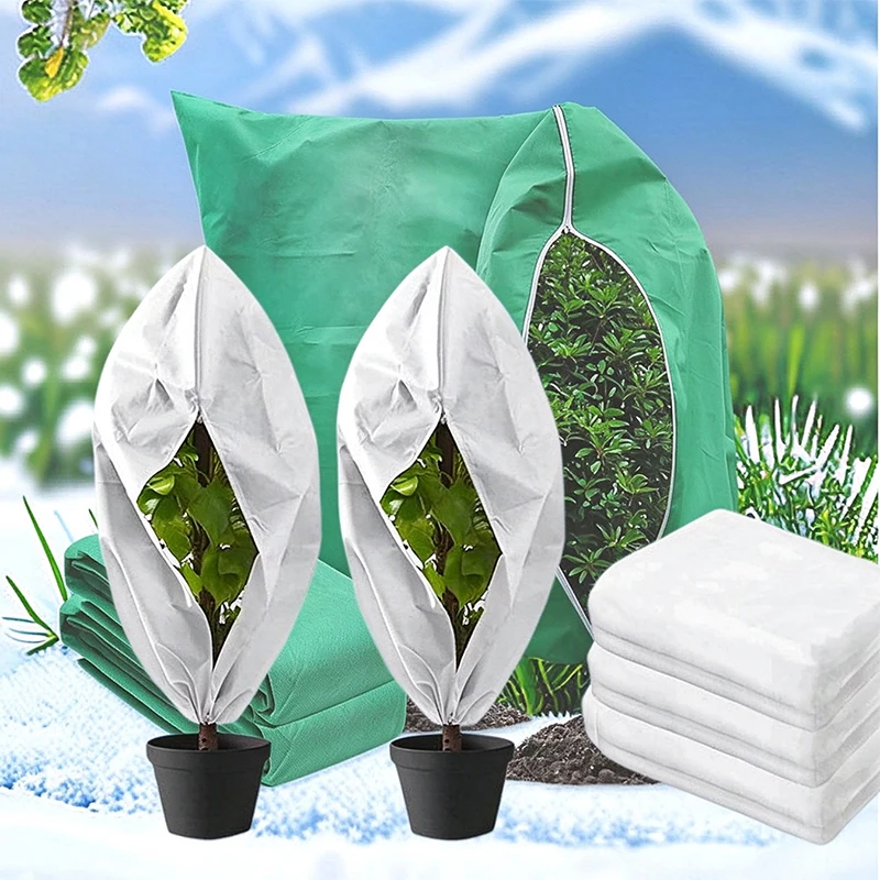 Non‑Woven Plant Freeze Protection Cover With Zipper Drawstring Reusable Winter Frost Bag For Tree Shrub Outdoor Cold Prevention