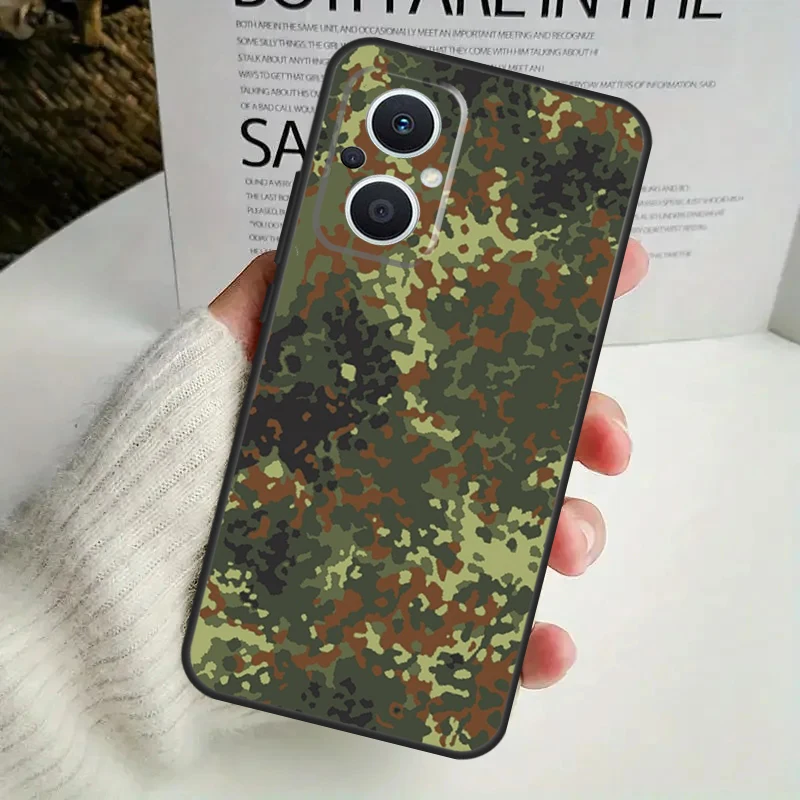 Flecktarn Camouflage Camo For OPPO Reno 11 F 10 Pro 4Z 5Z 8T 4 5 6 7 8 Lite OPPO Find X3 X6 Pro X2 Neo X5 Lite Case