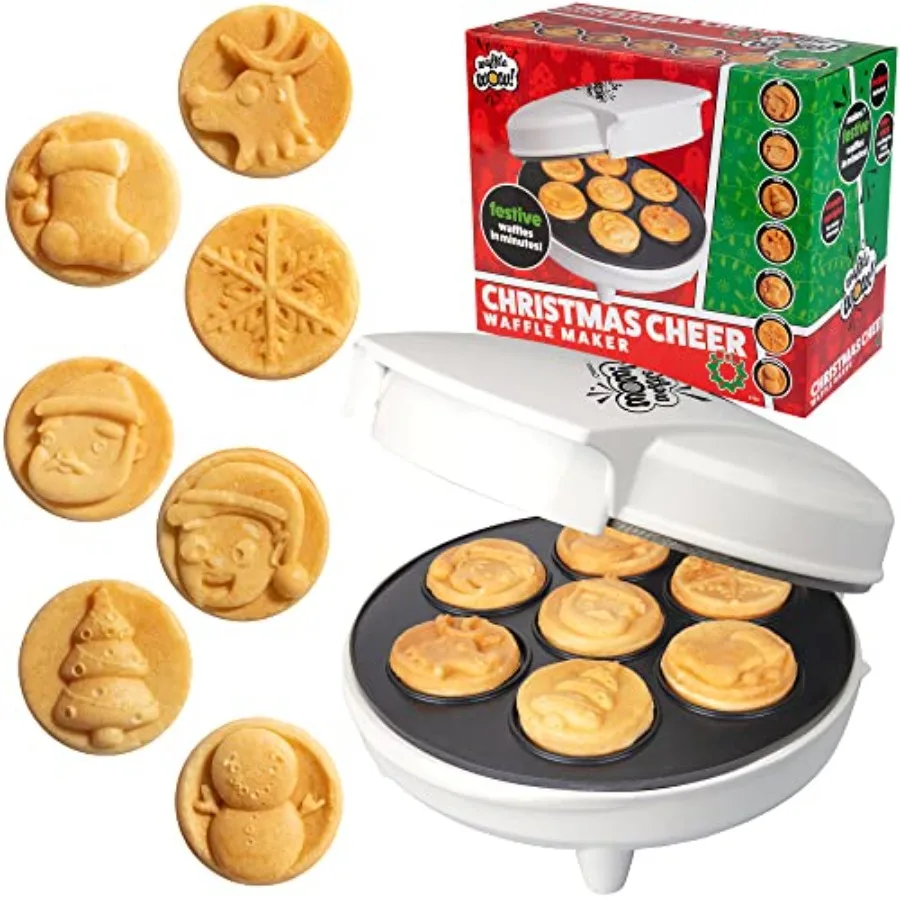 

Christmas Cheer Holiday Waffle Maker- Make X-Mas Winter Breakfast Special w/Cute Pancakes or Waffles for Adults - Electric Nons
