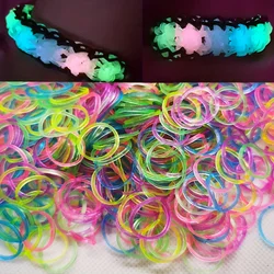 Loom Band Set DIY Bracelet Making Kit Trangparent Fluorescent Luminous Loom Band Kit Colorful Rubber Bands Starter Kit With