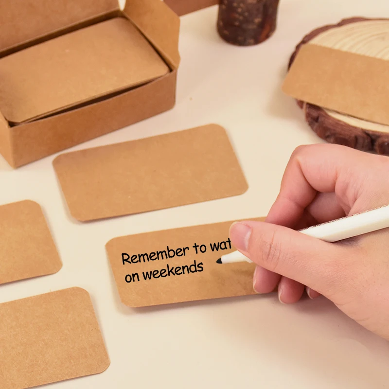 100Pcs/Box Retro Double-sided Blank Kraft Paper Card Word Cards Message Card DIY Postcard Gifts Wedding Greeting Invitation Card