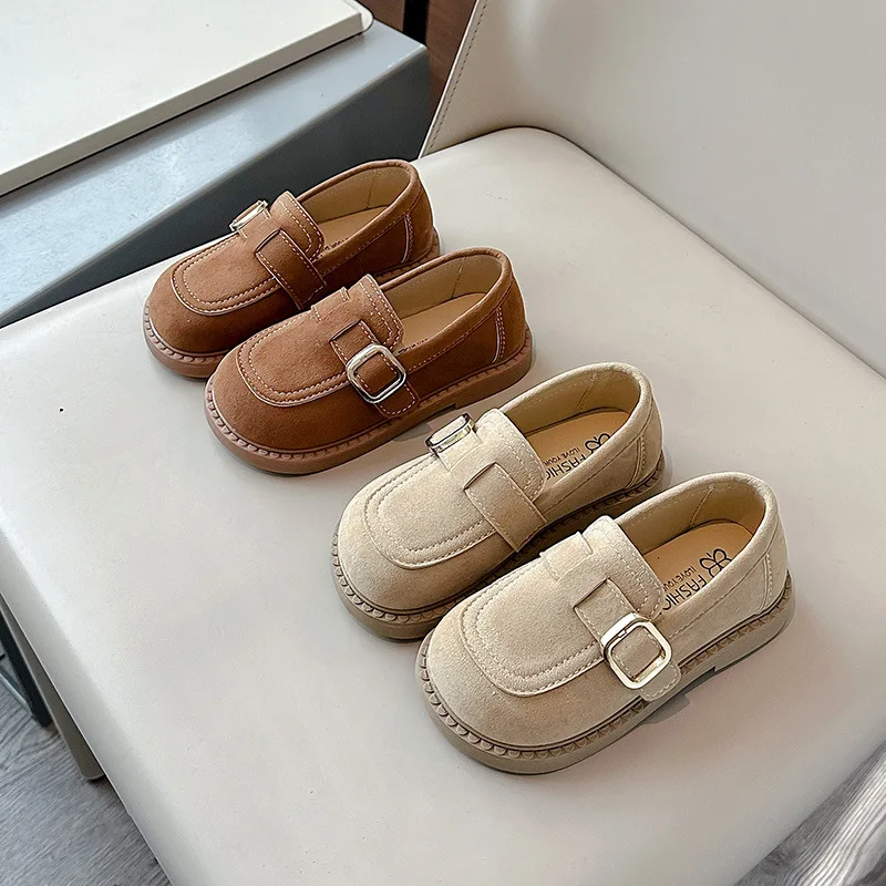 Kids'Casual Shoes PU Leather Autumn Fashion Outdoor Soft Bottom Shoes Children Breathable Anti-slip Brown Khaki Size 23-35