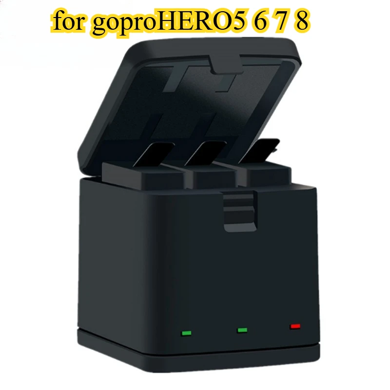 

Быстрое зарядное устройство USB-концентратор для GoPro Hero 8 7 6 5, аккумулятор, 3-слотовая док-станция для зарядного устройства с чехлом для переноски, полный комплект для зарядки с кабелем