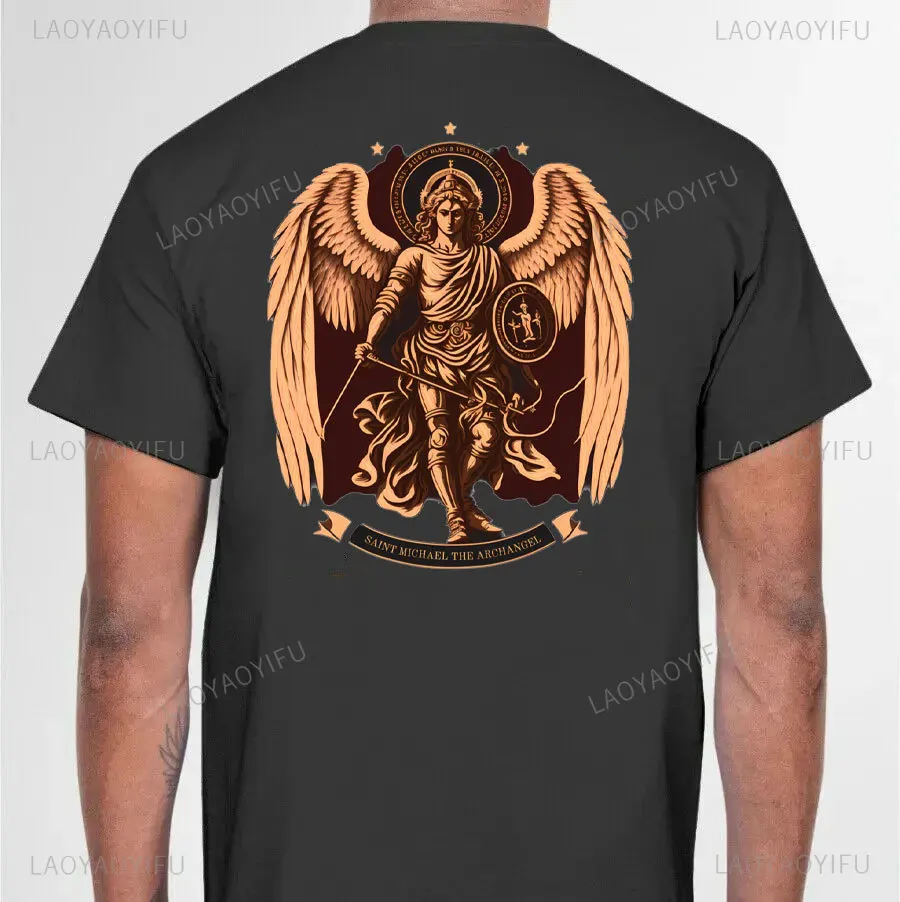 Do Not Make Peace with Evil Destroy It. Archangel Saint Michael Man T-Shirt Summer Woman Cotton O-Neck Mens T Shirt Streetwear