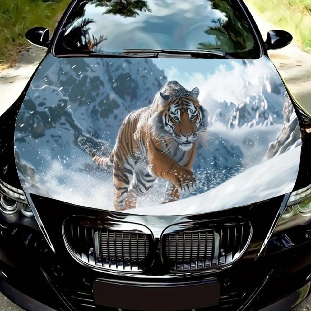 

Снежная гора Тигр Ходьба в снегу Автомобильная пленка на капот Цветная виниловая наклейка Грузовик Графический капот Авто Аксессуары Декор Наклейка Подарок