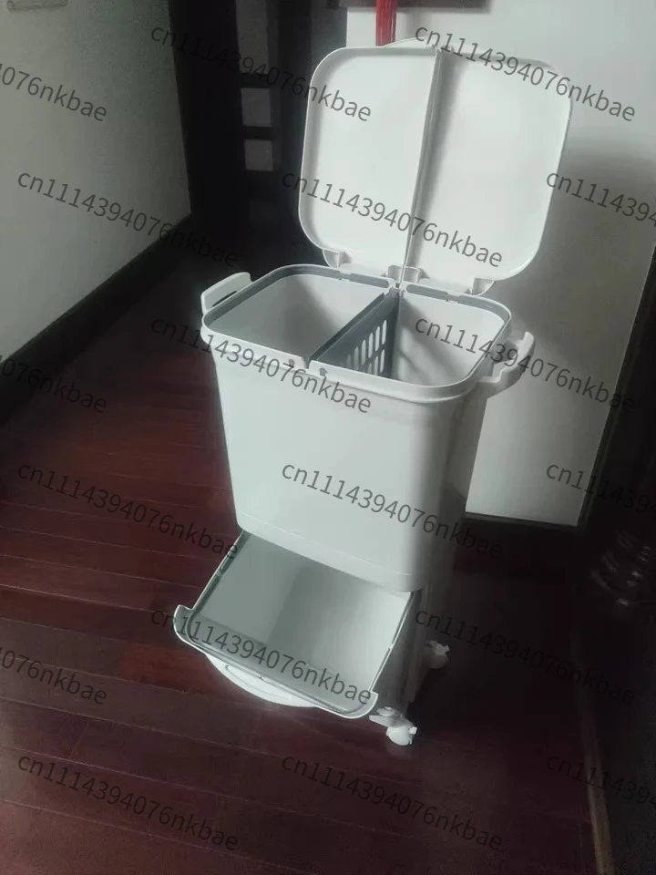 Square Double-Layer Sorting Trash Can Press Type Plastic Wastebasket With Lid Large Household Kitchen Garbage Bin