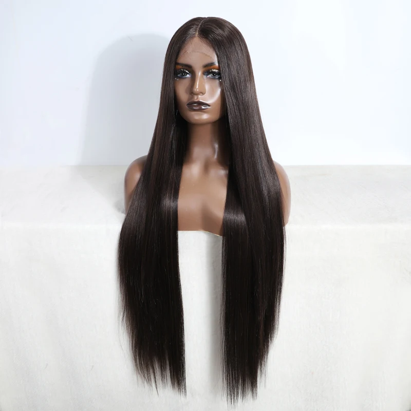 Синтетический парик на сетке спереди длиной 36 дюймов, прямой, часть парика, блонд, коричневый, для женщин, синтетический