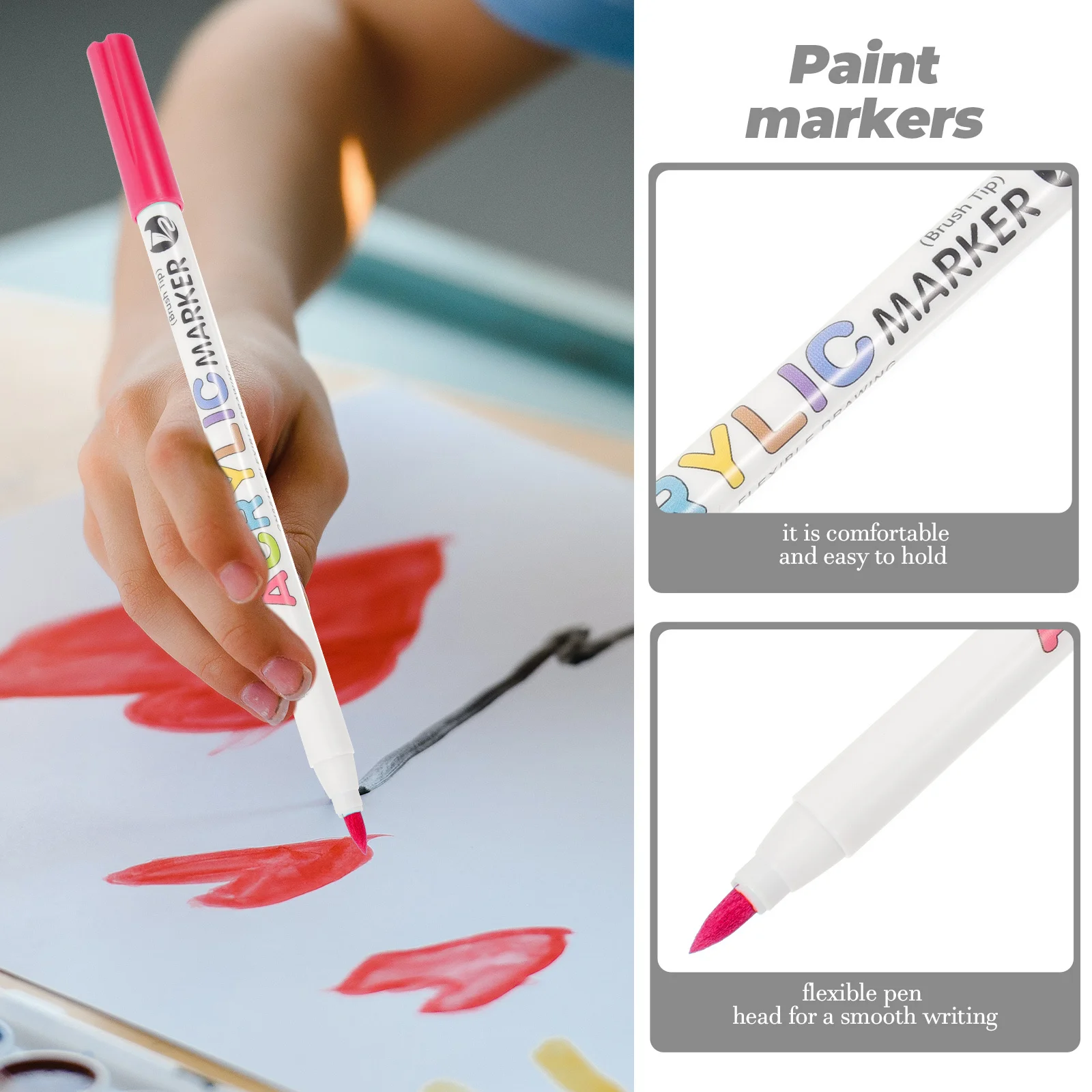 

1 Box Of Acrylic Paint Markers Pens Flexible Tip For Smooth Writing Drawing On Mug Glass Wood Fabric Canvas Metal Art