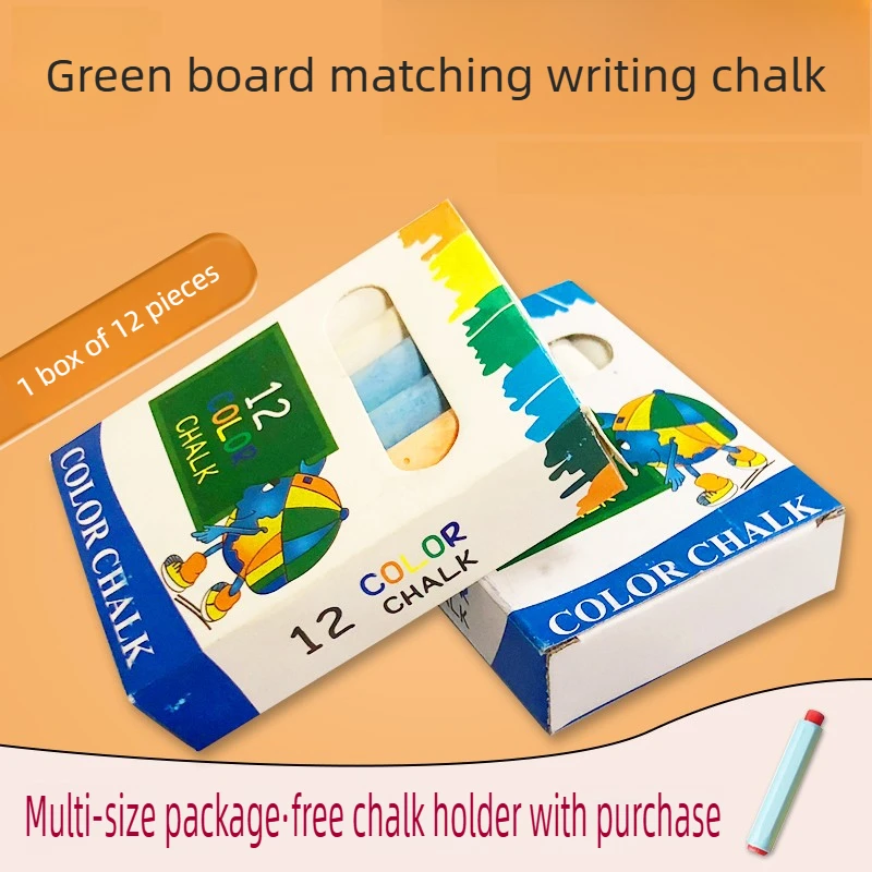 12 PCS Dustless Chalk Colored / White Non-Toxic Dust-Free Vibrant Blackboard Kids Teachers Stationery Office School Supplies