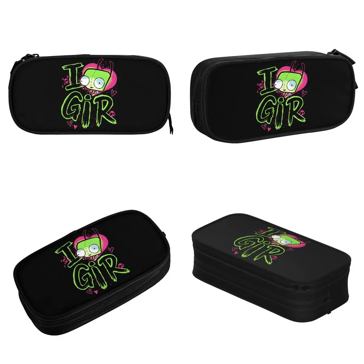 Invader Zim Valentine's Day I Love GIR Pop Pencil Case Pencil Box Pen for Student Large Bag Students School Gifts Stationery