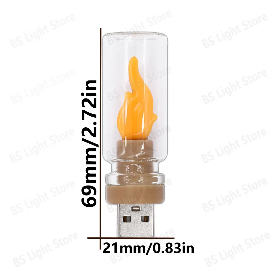 LED 5V Flame Bulb Fire LED USB Candle Light Bulb Flashing Flame Decorative Yellow For home light Night Light Festival Lamp Praye