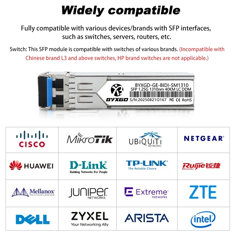SFP وحدة بصرية وضع واحد دوبلكس BIDI-LC-SM 1.25G لـ Mikrotik/Meraki/Cisco معدل التكيف جهاز إرسال واستقبال الألياف البصرية بالجملة #5