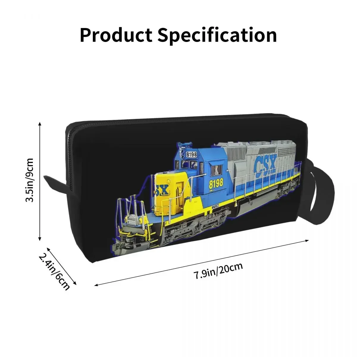 Freight Train Csx Engine Pencil Cases Large Storage Pen Bags Pen Box Pencil Pouch For Boys Girls Students Stationery Makeup Bag