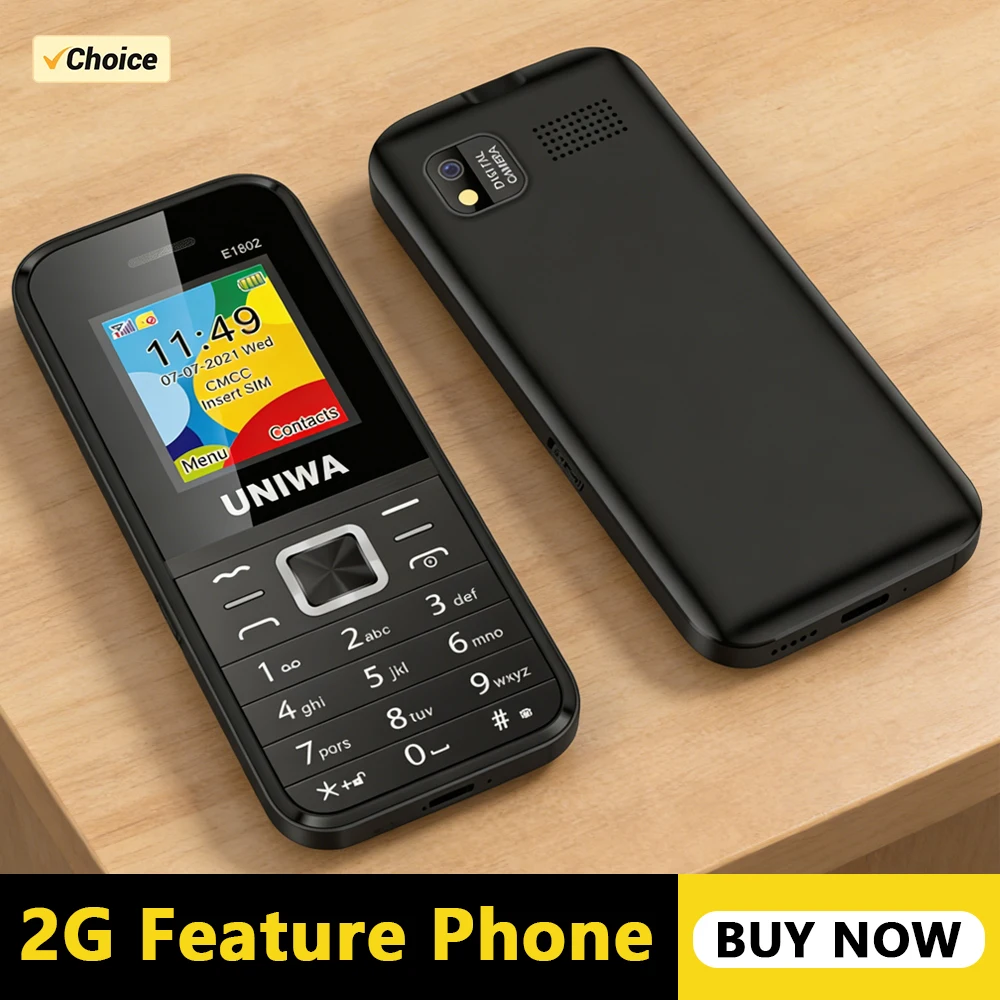 UNIWA E1802 GSM Senior Push-button Phone Long Standby Big Buttons Loud Sound FM Radio Dual Sim Unlocked Cellphone SOS Emergency