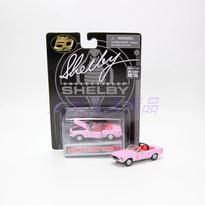 1:64 Ford Shelby GT500KR Convertible 1965 Cobra Pink Muscle Alloy Car Model Adult Classic Collection Static Display Gift Boy Toy