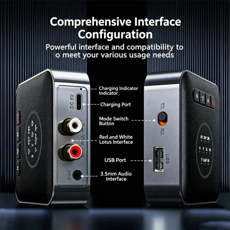USB Play Supported Bluetooth 5.2 Audio Transmitter Receiver Mode Low Latency Wireless Adapter For TV Speaker Bluetooth Headphone