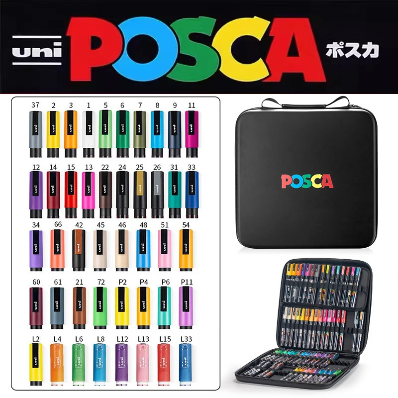 New Uni Posca Paint Marker Pen Set with Original POSCA Gift Bag 36
