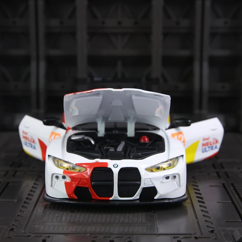 CCA 1:24 BMW M4 GT3 Shell Co decoración de modelo de coche de aleación de marca adecuada para colección y se puede dar como regalo a amigos