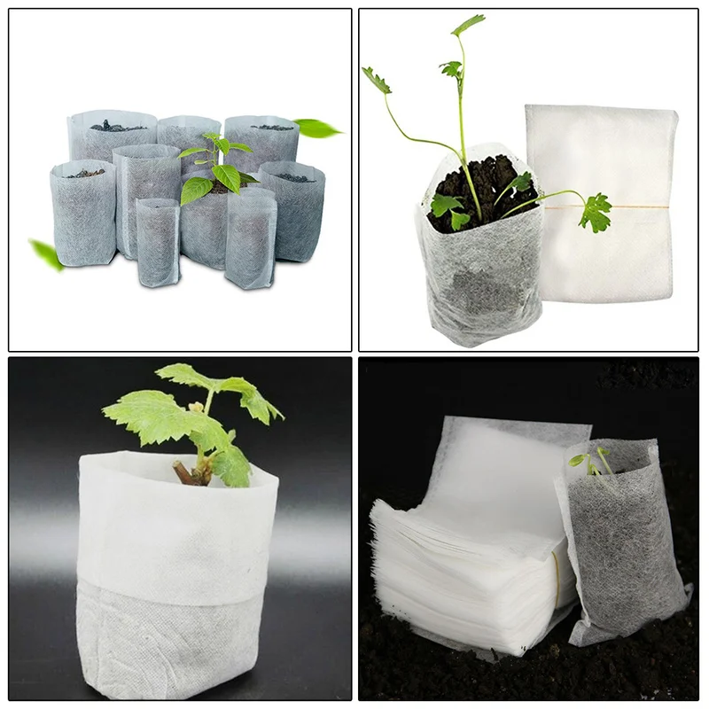 100pcs Nutrition Bags Gardening Seedling Grow Kits Seedling Raising Bag Grow Bags Non-Woven Seedling Bags Plant Planting