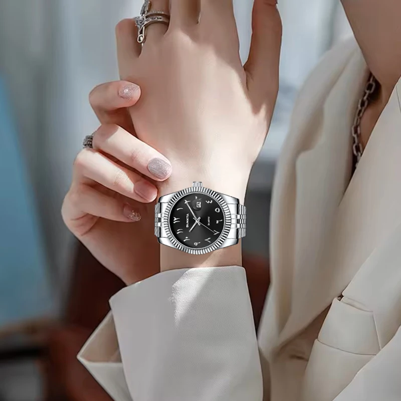 SUNKTA السيدات ساعات مضيئة العلامة التجارية الفاخرة مقاوم للماء كوارتز ساعة معصم المرأة بسيطة أنيقة سوار ساعة هدية للنساء #5