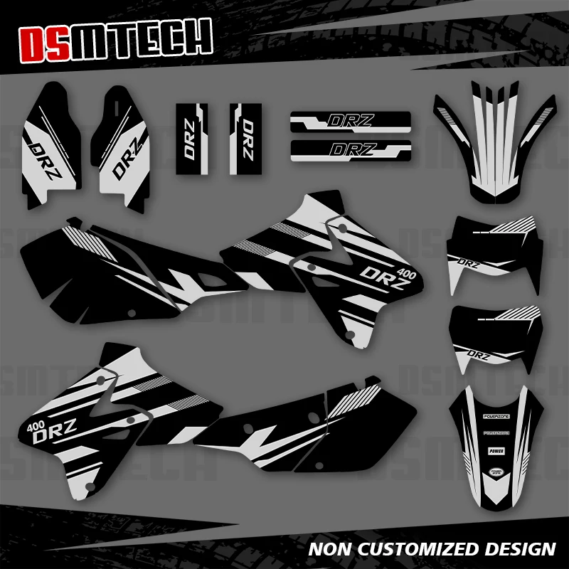 

DSMTECH для SUZUKI DRZ400 SM S E DRZ 400 SM S E 2000-2020 полная графика наклейки мотоциклетный фон индивидуальный номер 007