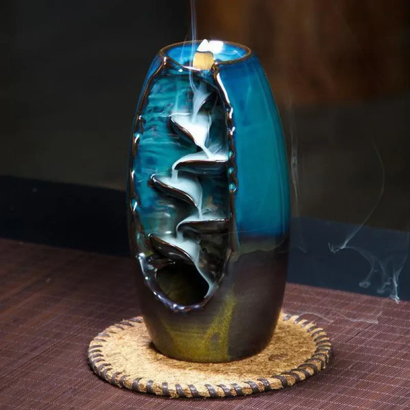 

Waterfall Lucky Handcrafts Blue Backflow Incense Ceramic Aromatherapy Furnace Smell Aromatic