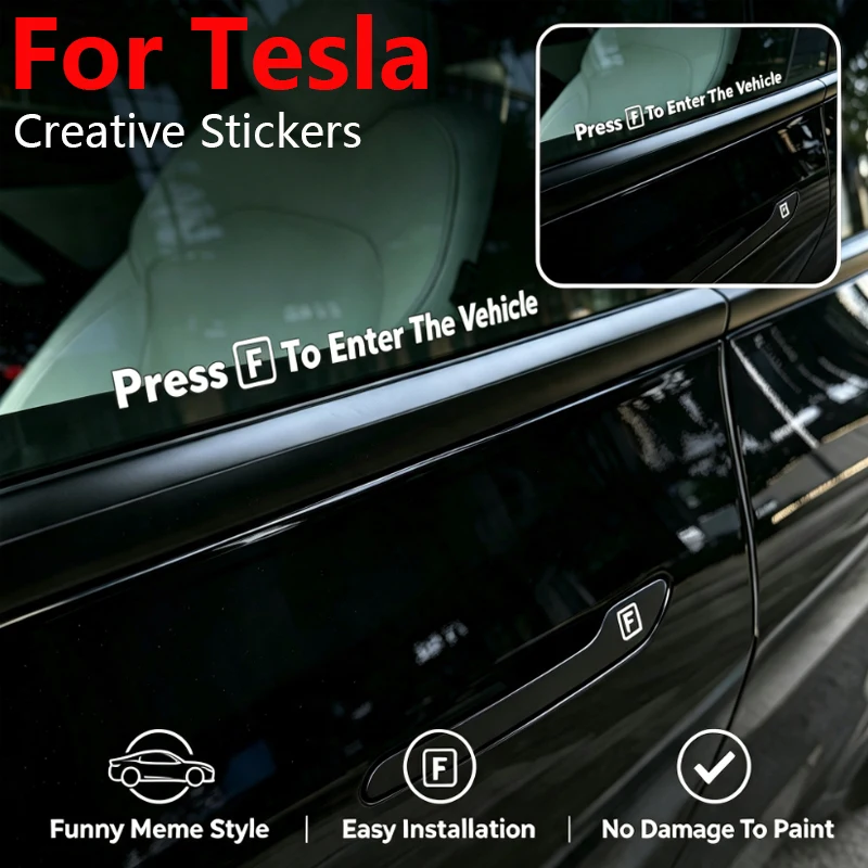 For Tesla Model 3 Highland Y Juniper 4Pcs Creative Car Door Handle Car Stickers Window Decor Stickers No Residue Modification