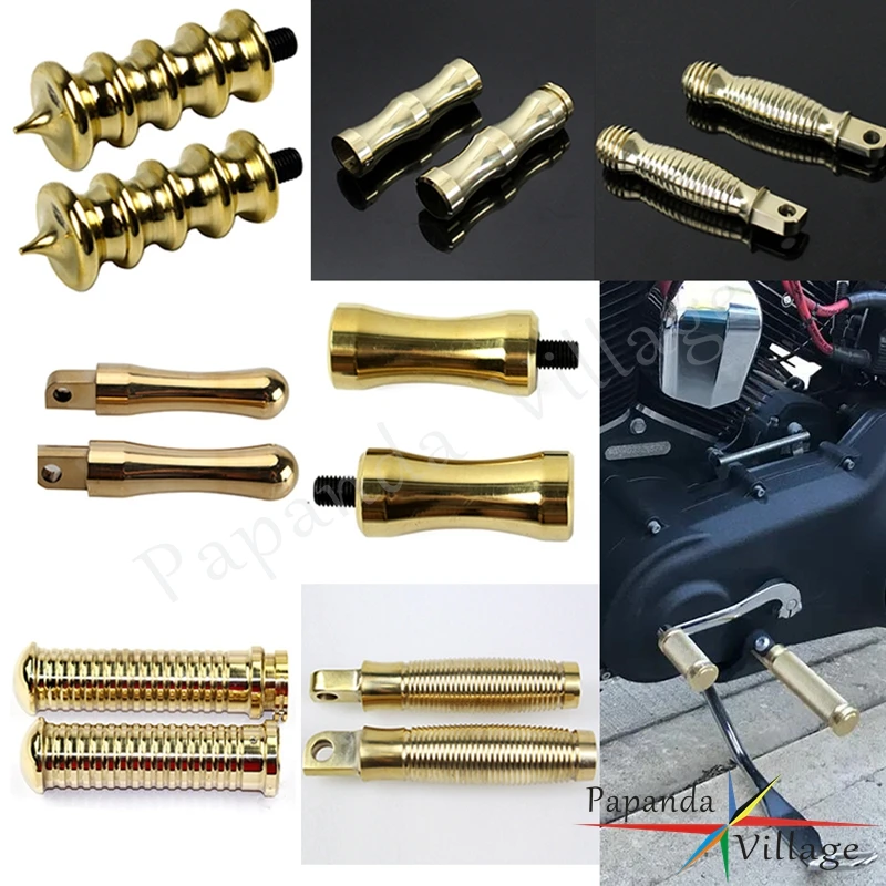 For Harley Sportster XL883 XL1200 Softail Dyna Universal Motorbike Brass Male Mount Foot Peg Support 25mm Hand Grips Cafe Motor