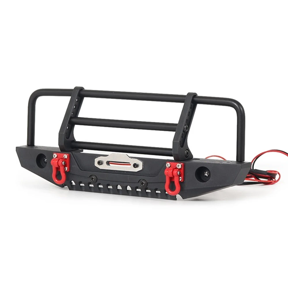 Paraurti anteriore in metallo con luce a LED per 1/10 RC Crawler Car Trax Trx4 Trx-4 Defender Bronco Axial SCX10 90046 90047 parti di aggiornamento