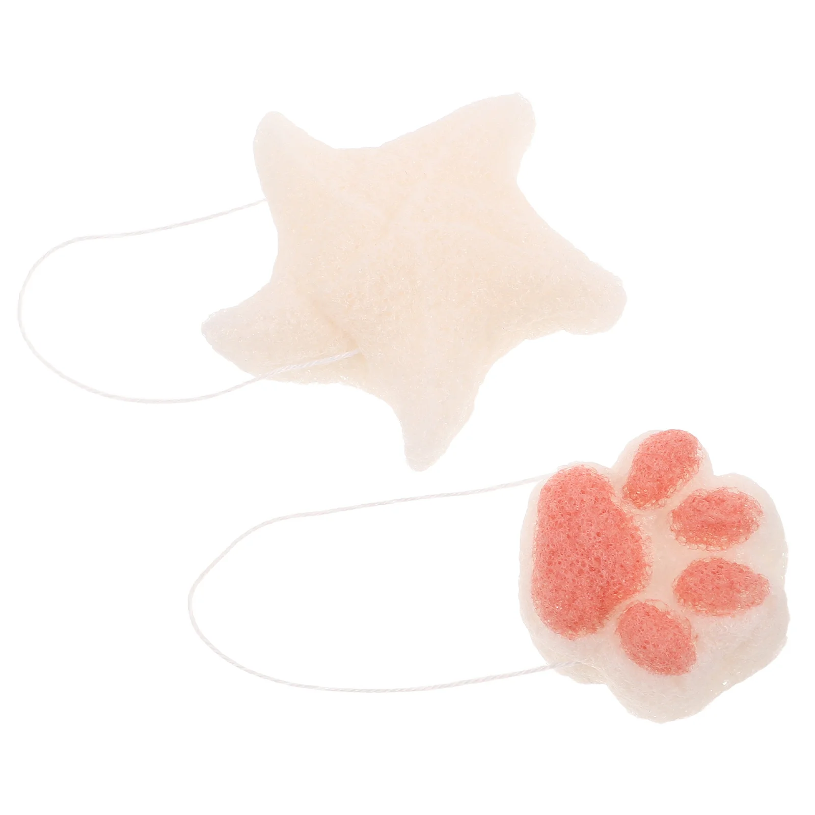 

2pcs Natural Konjac Bath Sponge Cute Sea Star Cat Paw Shapes Absorbent Bathing Pad For Shower Soft Skin Care