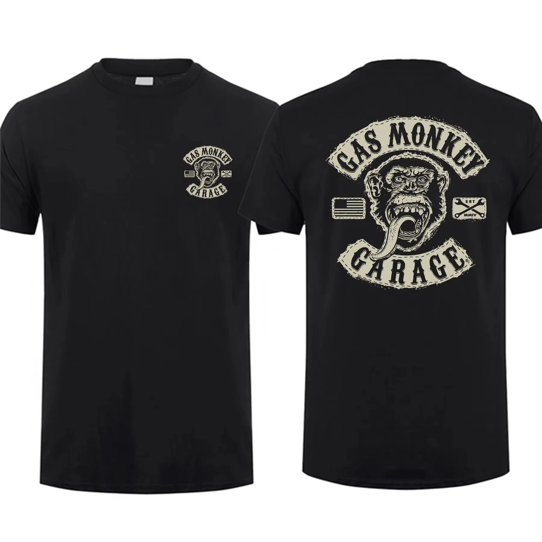 New Men's Double Sided Gas Monkeys Garage Printed Cotton T-Shirt Summer Short Sleeve O-neck Tees Streetwear Oversized Tops image 2