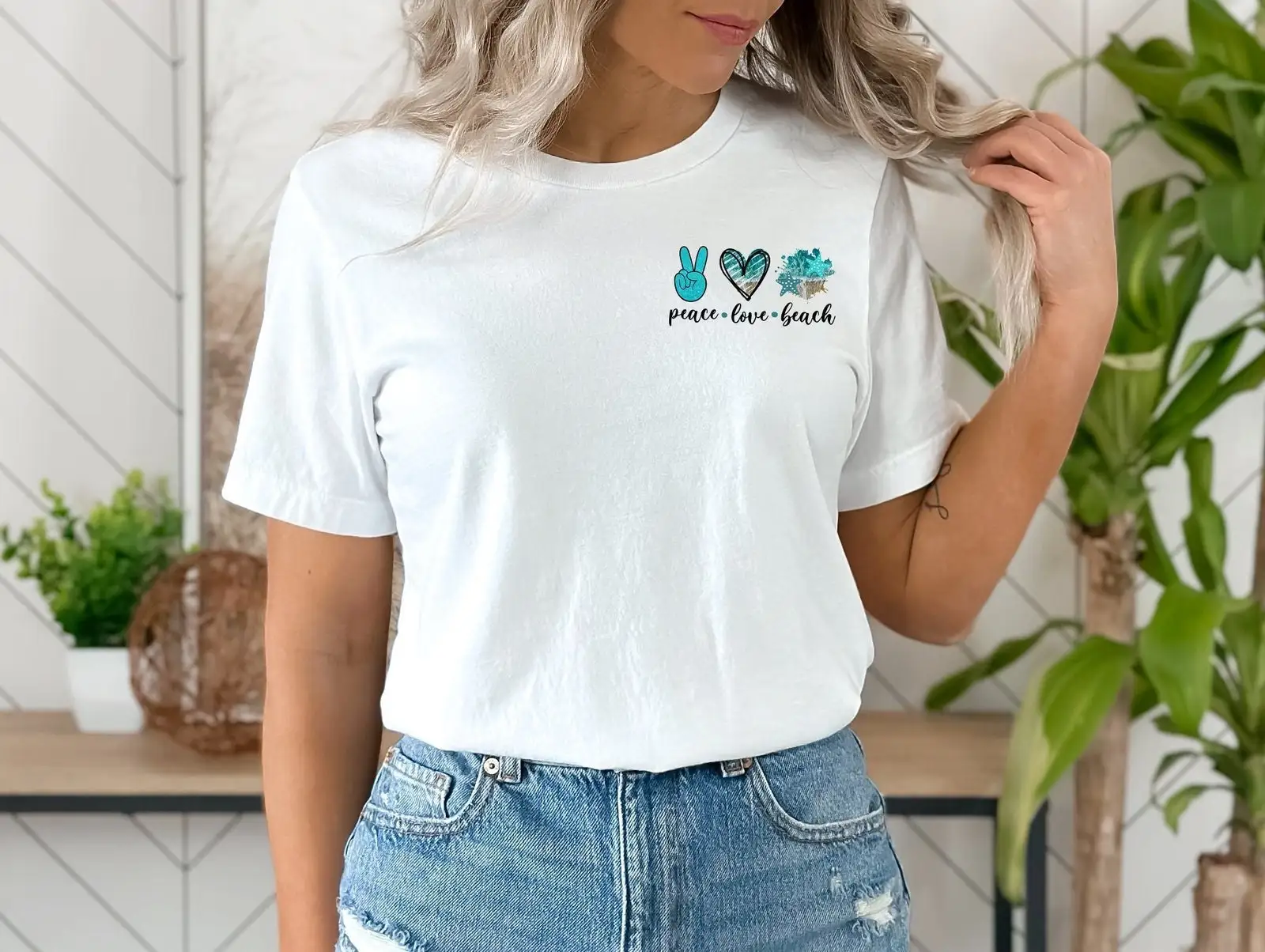 Beach Vacation T Shirt Peace Love Summer Pocket Minimalist Vacay Woman Party Vibes