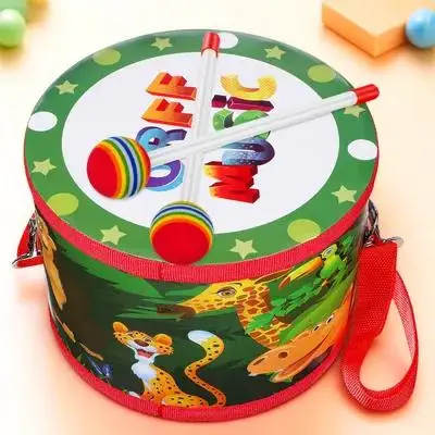 

Kid Drum Kit with Drumsticks Musical Instruments Set for Toddlers Lovely Cartoon Design Accurate Pitch Portable Neck Strap