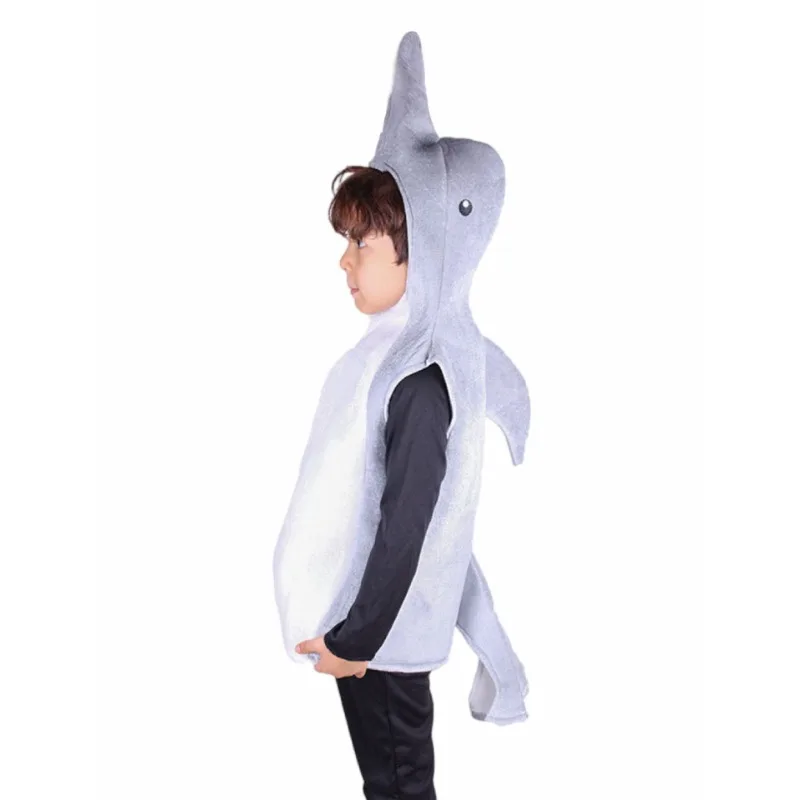 

Children Cute Dolphin Shaped Stage Performance Costume Cartoon Sleeveless Hooded Tops Holiday Party School Play A34790