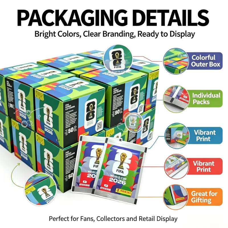 Panini 2026 FIFA World Cup Collectible Stickers Pack Football Soccer Player Trading Stickers Sports Fan Collection Souvenir