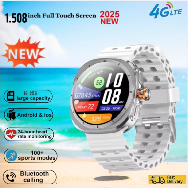 

Умные часы Watch Ultra 5G 2020 Android 11, AMOLED-дисплей 1,508 дюйма, 180 ° 8MP вращающаяся камера GPS ГЛОНАСС WiFi IP68 Водонепроницаемая