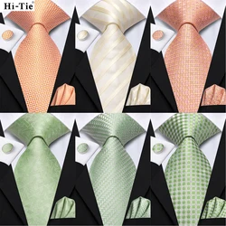Hi-tie Men's Ties Solid Color Dot Striped 8.5cm Jacquard Necktie Accessories Daily Wear Cravat Wedding Party Gift 3PCS Set