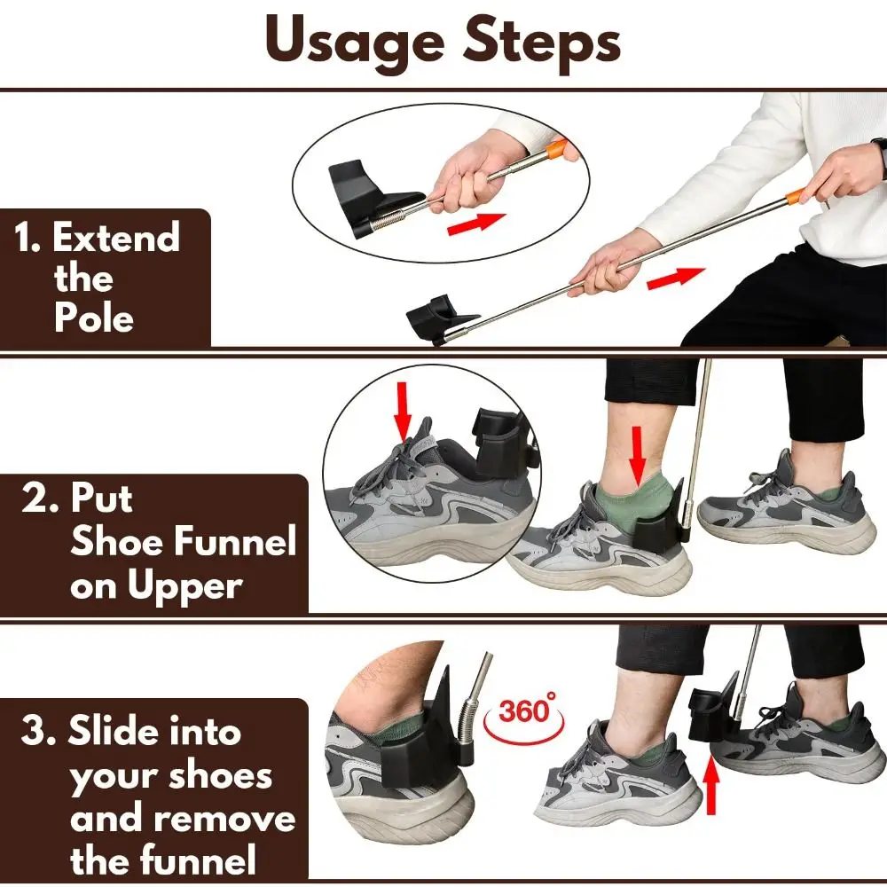 New Portable Shoe Horn Long Handle Home Extended Foot Shoe Funnel Flexible Professional Shoehorns for Men/Women