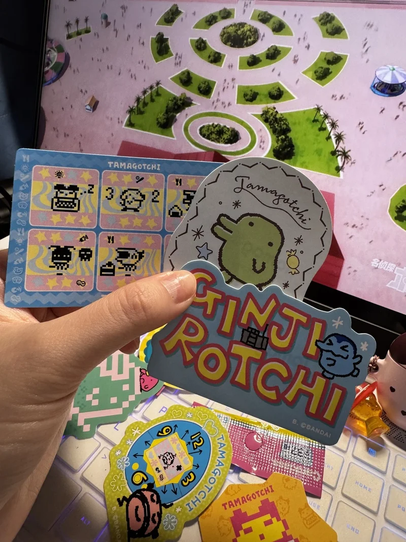 2025 جديد الأصلي بانداي تماغوتشي ملصق لطيف الكرتون عمل الشكل سعيد ملصق مجموعة مجموعة للأطفال عيد ميلاد لعبة هدية