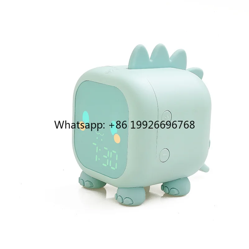 

Customize Cute Dinosaur Shape Alarm Clock Wake up 3 Colors Light Lamp Mini Led Table Night Light Alarm Clock for Kids