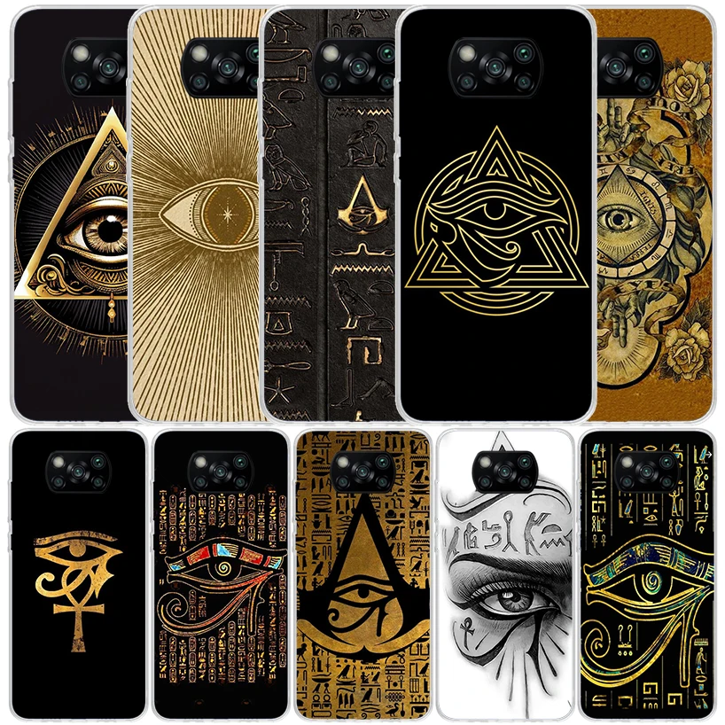 Sacred Eye of Horus Egypt Fresco Phone Case For Xiaomi Poco X6 X5 X4 X3 Nfc F6 F5 Pro F4 Gt F3 F2 F1 M5S M4 M3 M2 Soft TPU Back