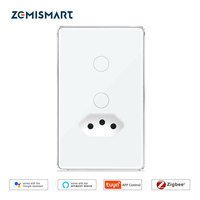 Zemismart Tuya Zigbee Smart Brazil Socket with 1 Gang Touch Button Light Switch 10A Outlet Alexa Google Home Voice Control