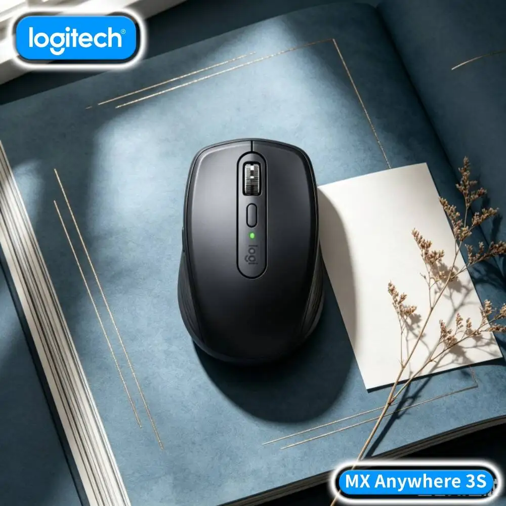 Ergonomic MX Anywhere 3S - 8K DPI, Hyper-Scroll, Anti-Slip, Ideal for Creative Writing Course & E-learning Desk Work